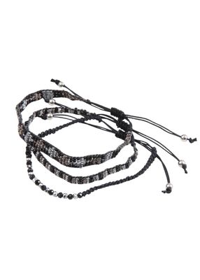 Set De 3 Pulseras Tejidas Negro Humana