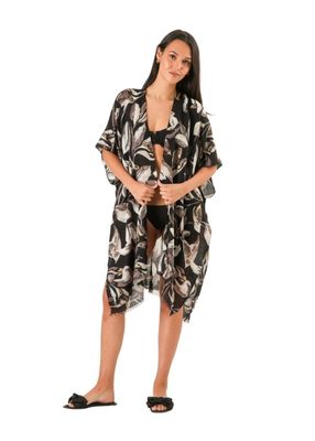 Kimono Abierto Floral Grey Id