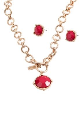 Set Collar y Aros Ruby Dorado Humana