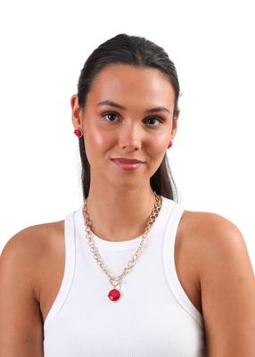 Imagen 2 del producto Set Collar y Aros Ruby Dorado Humana