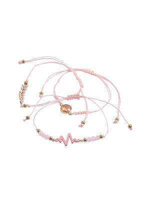Set de 3 pulseras Pini Hilo rosado ID