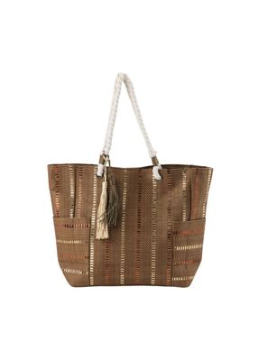 Cartera Tote Girasol Tejida tipo rafia café Playa ID
