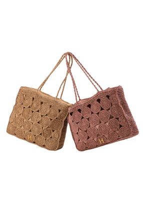 Imagen 2 del producto Cartera Tote Mila Tipo rafia tejida café Playa Humana