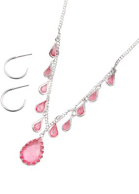 Set de argollas y collar Eleonor Plateado ID