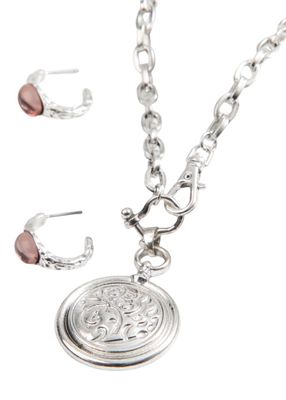 Set de Collar y Aros Tree Plateado Humana