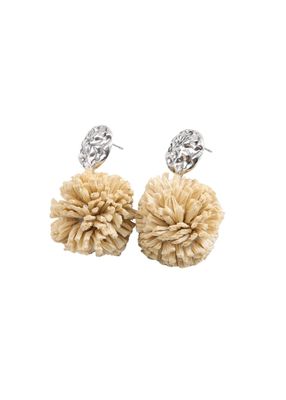 Aros Mediano Borla Plateado Humana