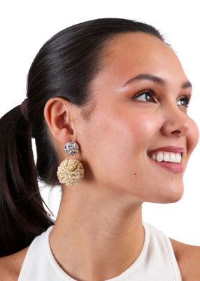 Imagen 2 del producto Aros Mediano Borla Plateado Humana