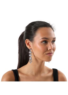 Imagen 2 del producto Aros Largo Drop Plateado Humana
