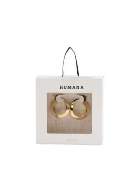 Imagen 2 del producto Aros Argolla Pola Dorado Acero Inoxidable Humana