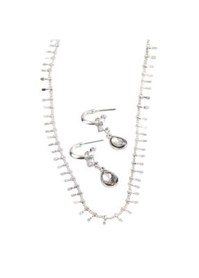 Set Collar y Aros Drops Plateado Humana