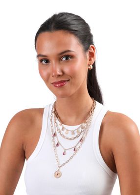 Imagen 2 del producto Collar Corto Cuadruple Malva Dorado Humana