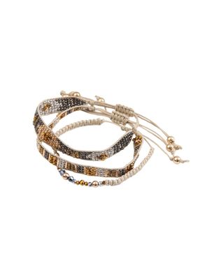 Set De 3 Pulseras Tejidas Dorado Humana