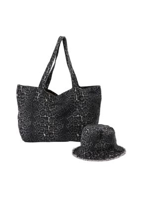 Imagen 1 del producto Set de Playa Cartera y Gorro Cayo Animal Print Negro Humana