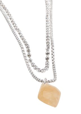 Collar Doble Piedra Plateado Humana