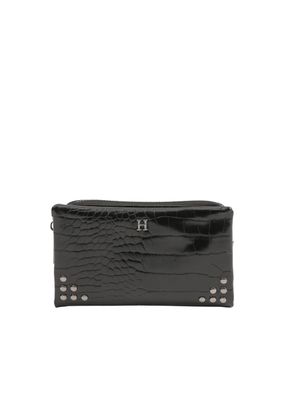 Billetera Chica Gisa Ecocuero Croco Negra Humana