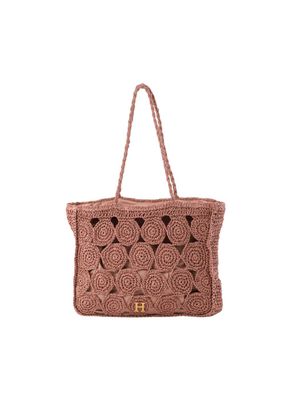 Cartera Tote Mila Tipo rafia tejida rosa Playa Humana