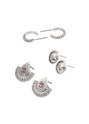 Set De 3 Aros Rose Plateado Humana