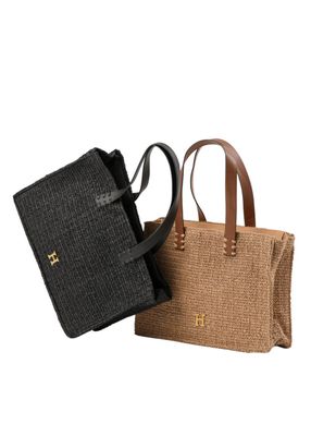 Imagen 2 del producto Cartera Tote Meli Tipo rafia tejida negro Playa Humana