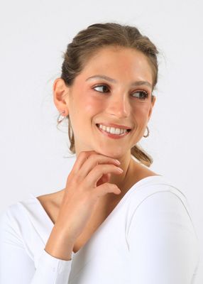 Imagen 2 del producto Aros Argollas Perla Plateado Humana