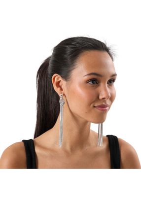 Imagen 2 del producto Aros Largo Fringes Plateado Humana