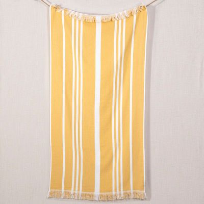 Toalla Playa flecos Natal 90x180 ocre
