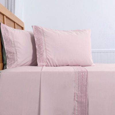 Imagen 2 del producto Sabana MF Plumetti Broderie King Rosado