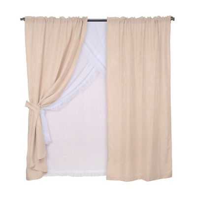 Set Cortinas 11 piezas Tubo  Kate Beige