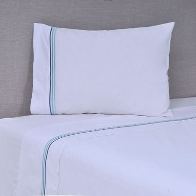 Sábana Bordada. 144 Hilos 1.5 P Line Azul