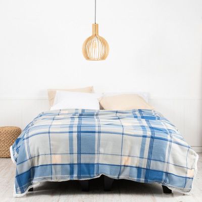 Frazada Polar-Sherpa Est. 1.5 P Tartan Azul