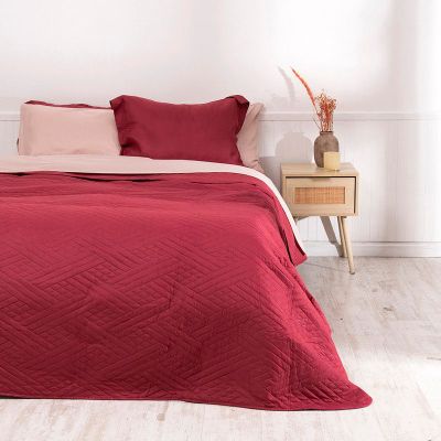 Set Quilt Liso + Sabana Liso King Rojo