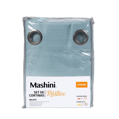 Set Cortina jqd Rustica 8pzas Argolla 140x220 Turq