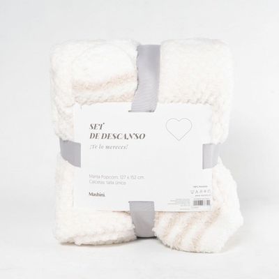 Set Regalable manta+calcetas Crudo