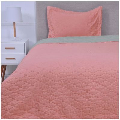 Quilt MF 1.5 Plazas Varosha Gris-Coral