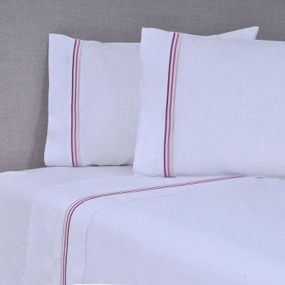 Sábana Bordada. 144 Hilos King Line Rosado