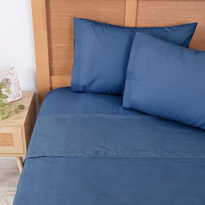 Sábana 144 Hilos Colores Lisos King Azul N