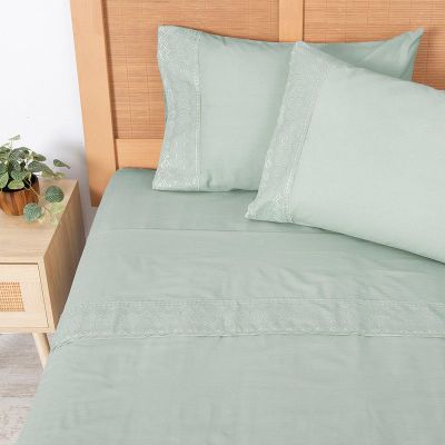 Imagen 1 del producto Sabana Broderie Geo King Verde