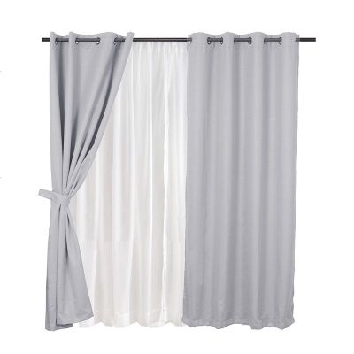 Set Cortina Blackout Emb. 8pzas Arg. 140x220 Gris Frutillar