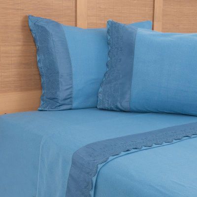 Imagen 2 del producto Sabana Polar Lisa Broderie King Azul