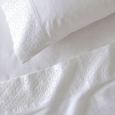 Imagen 2 del producto Sabana lisa  200 H Broderie Bordada Linge 1.5 PL Blanco