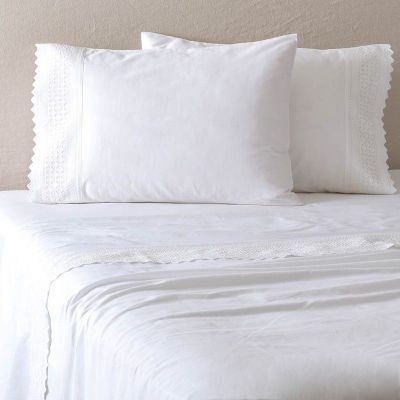 Sabana lisa 200 H Broderie Bordada Brode S.King Blanco