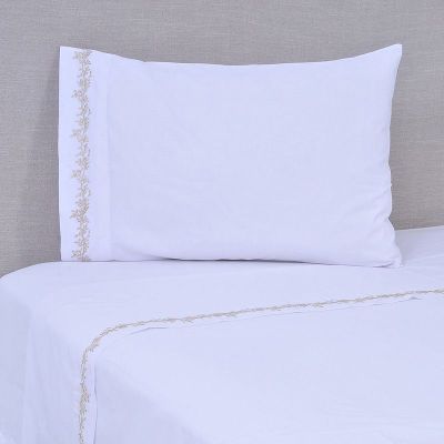 Sábana Bordada 180 Hilos 1.5 P Ramas Beige