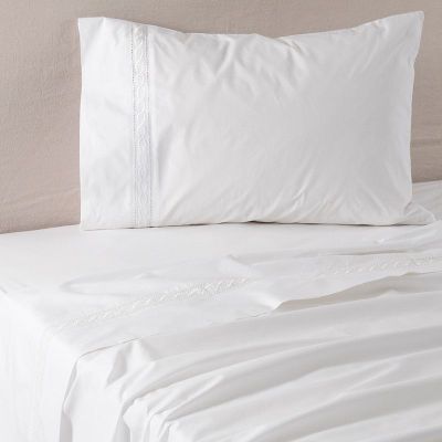 Sabana bordada 200H Cadena 1.5 PL Blanco