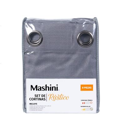 Imagen 2 del producto Set Cortina jqd Rustica 8pzas Argolla 140x220 Taupe