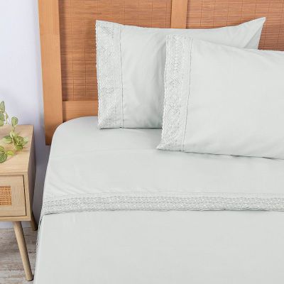 Sabana lisa  MF  Broderie Bordada 2 P Celeste