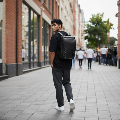 Imagen 2 del producto Mochila De Cuero Ecológico Impermeable De Gran Capacidad.