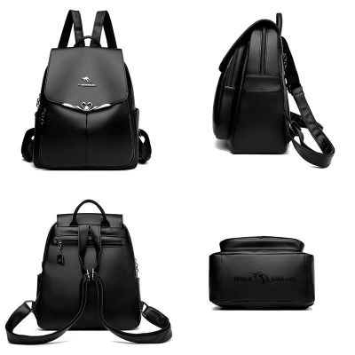 Imagen 2 del producto Mochila Bolso de Mujer Cuero Pu Suave Juvenil Impermeable Gran Capacidad 