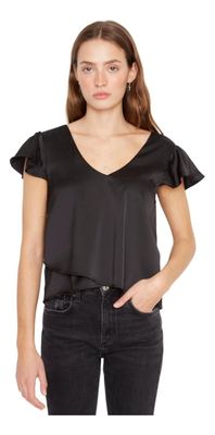 Imagen 2 del producto Polera Sara Manga Corta Satin Negra Jacinta Tienda