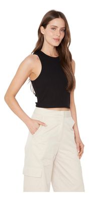 Imagen 2 del producto Rib Tank Top Crop Negro Jacinta Tienda