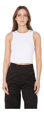 Rib Tank Top Crop Blanco Jacinta Tienda