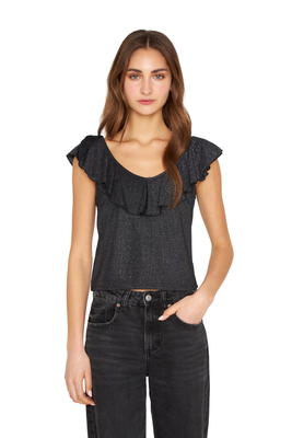 Polera Olimpia Bright black plateada Jacinta Tienda